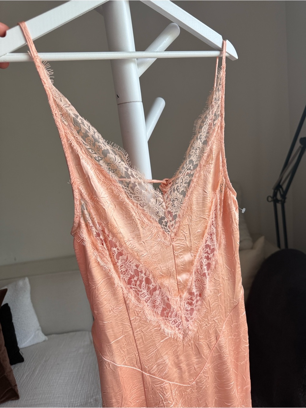 Free People Formal Salmon Orange Lace Slip Maxi Dress Open Back Wedding guest - Picture 15 of 15